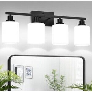 MOKATNG 4-Light Vanity Bathroom Light Fixture Matte Black New Open Box